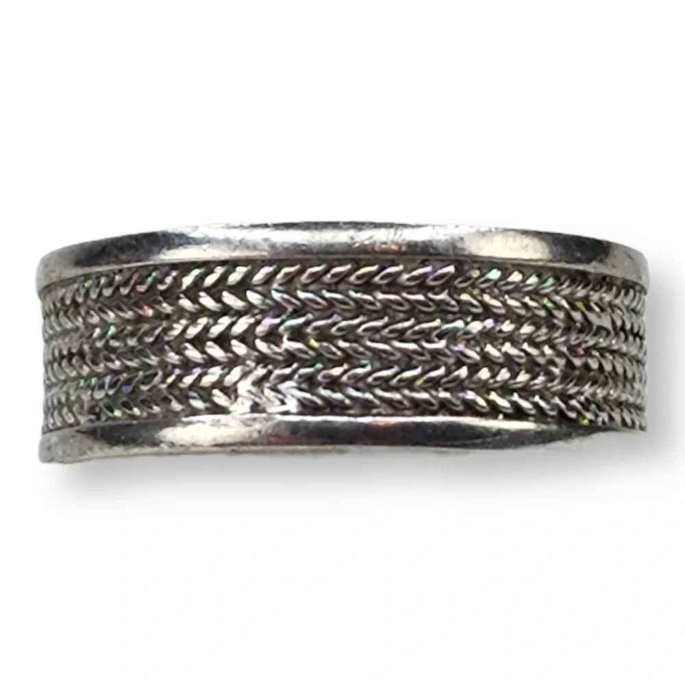 Vintage Sterling Silver 925 Knitting Texture Ring Size 7 Signed NF